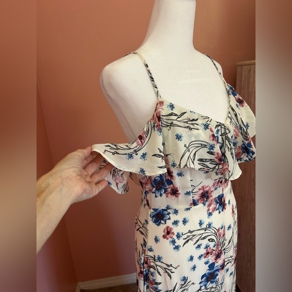 Flying Tomato romantic floral ruffle sweetheart neck long maxi dress NWT Size SM - Picture 3 of 11